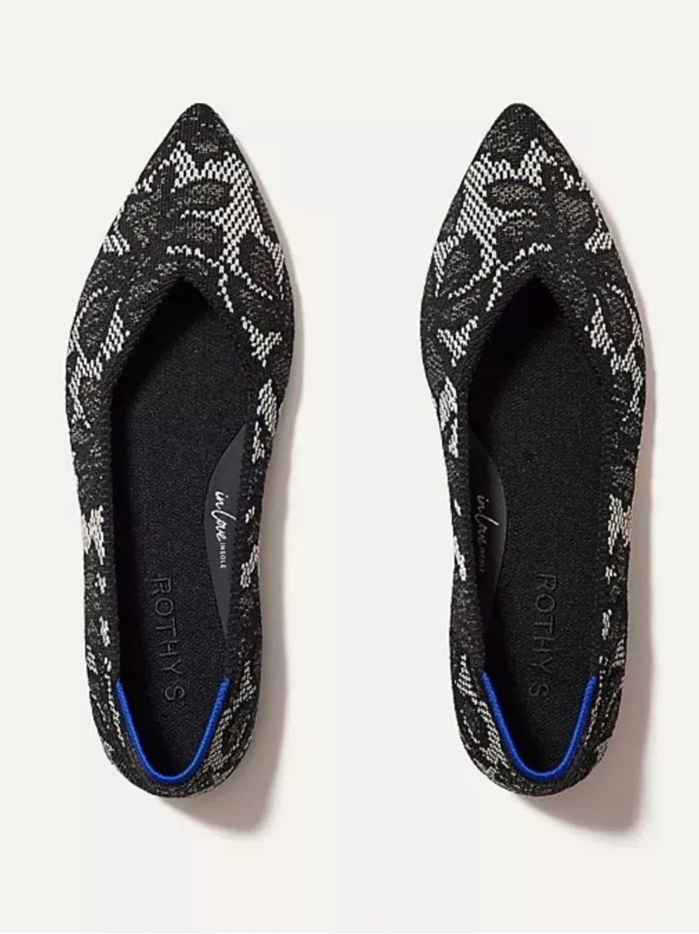 Rothy's x Anthropologie The Point II Flats Black Chantilly Pointed Toe 8.5